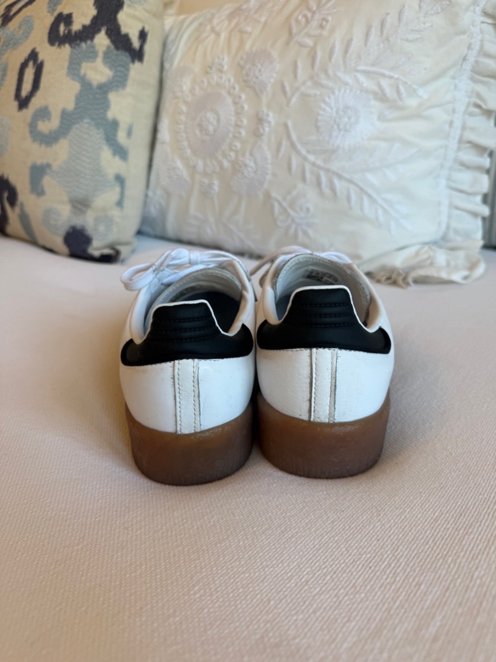 adidas samba White Sneakers with Black Stripes and Gum Sole - Picture 4 of 7
